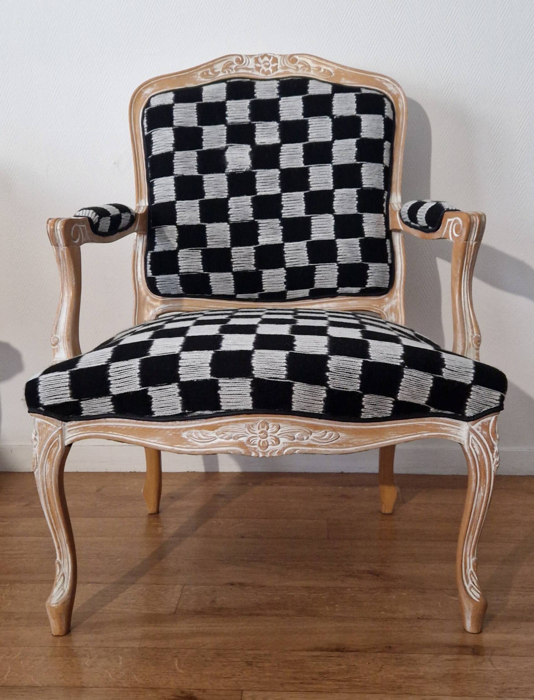 Louis XV style checkerboard armchair