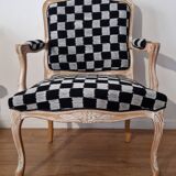 Fauteuil Louis XV style damier