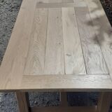 Large solid oak farmhouse table in raw wood