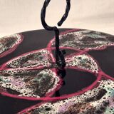 Cheese platter Vallauris glazed ceramic black red A035