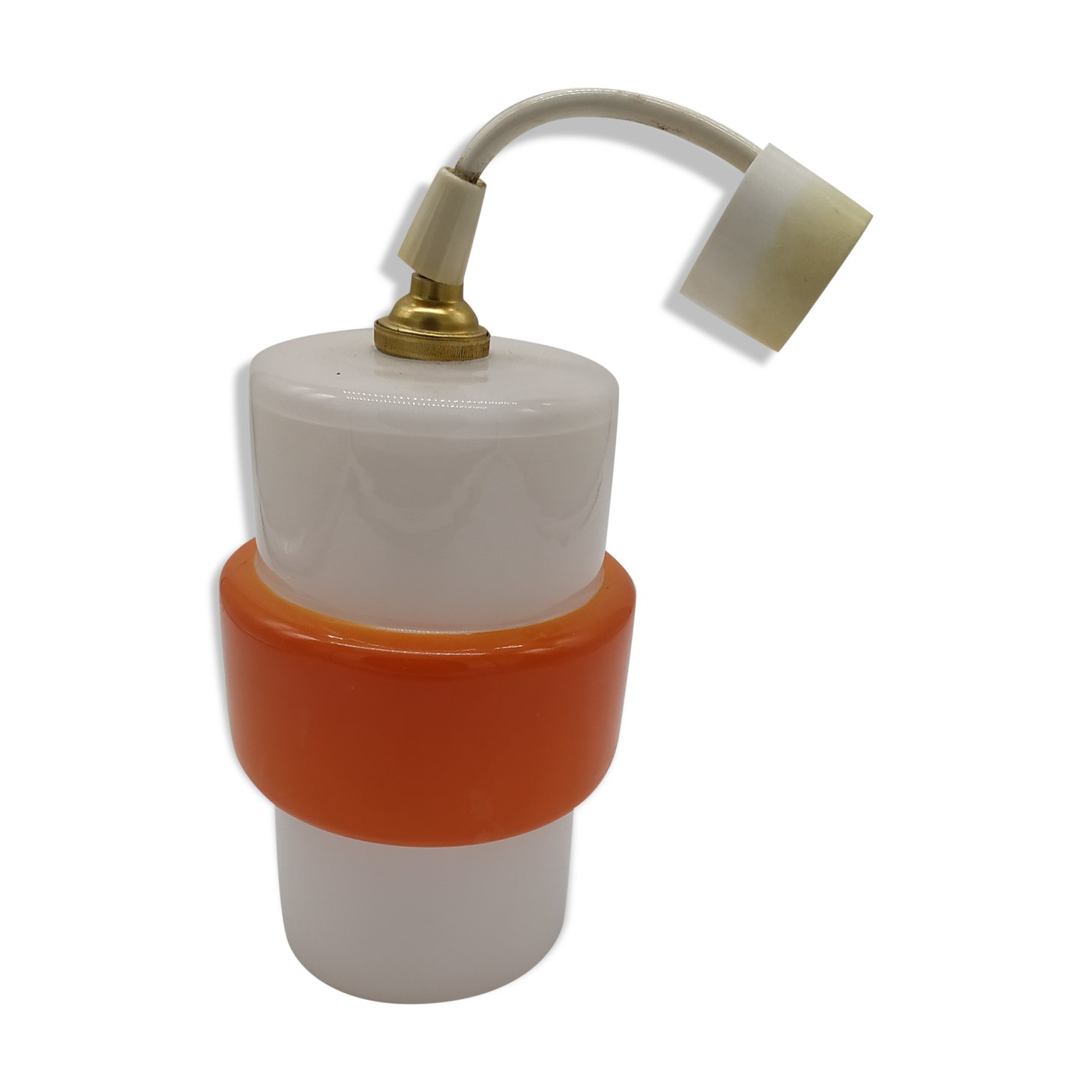 Vintage suspension lamp in white and orange opaline