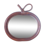 Miroir pomme en rotin vintage 33x34cm