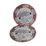 Set of 2 decorative plates Japanese peacock decoration with chrysanthemums