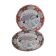 Set of 2 decorative plates Japanese peacock decoration with chrysanthemums