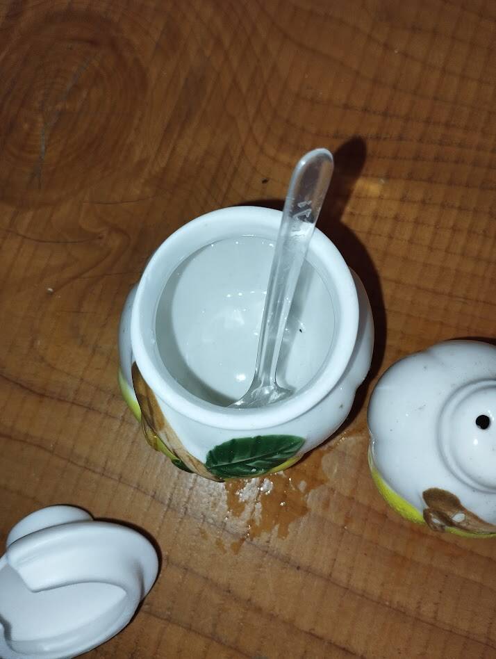 Movilex vintage set with lemons – mustard pot, salt shaker and pepper shaker –