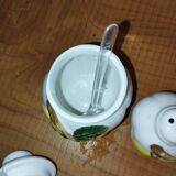 Movilex vintage set with lemons – mustard pot, salt shaker and pepper shaker –