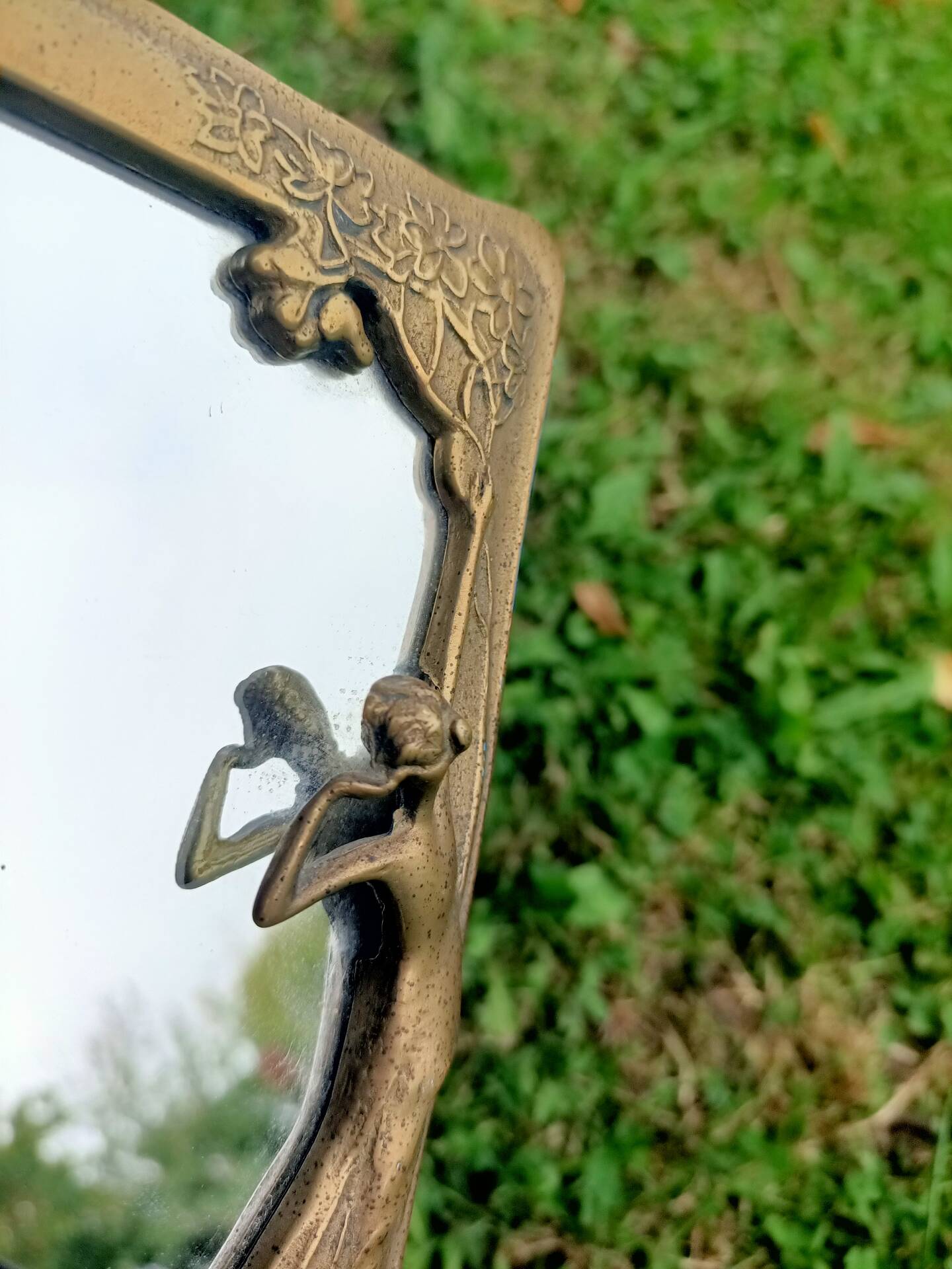 Brass retro mirror The Lady of the Lake