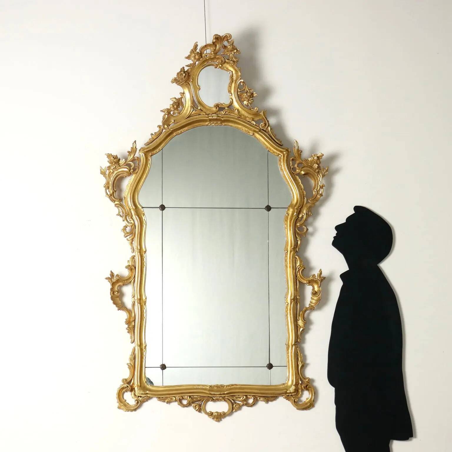 Antique baroque-style wooden mirror, Italy, 20th century