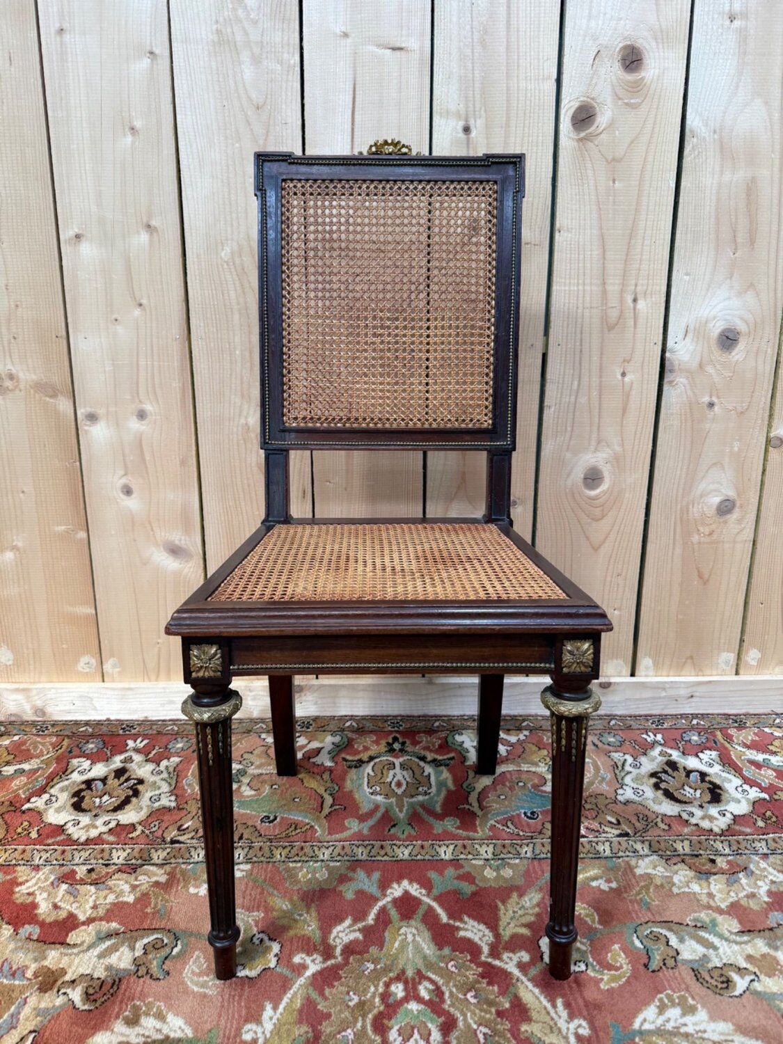 Set of 8 chairs in Louis XVI style – Solid mahogany & gilded bronze