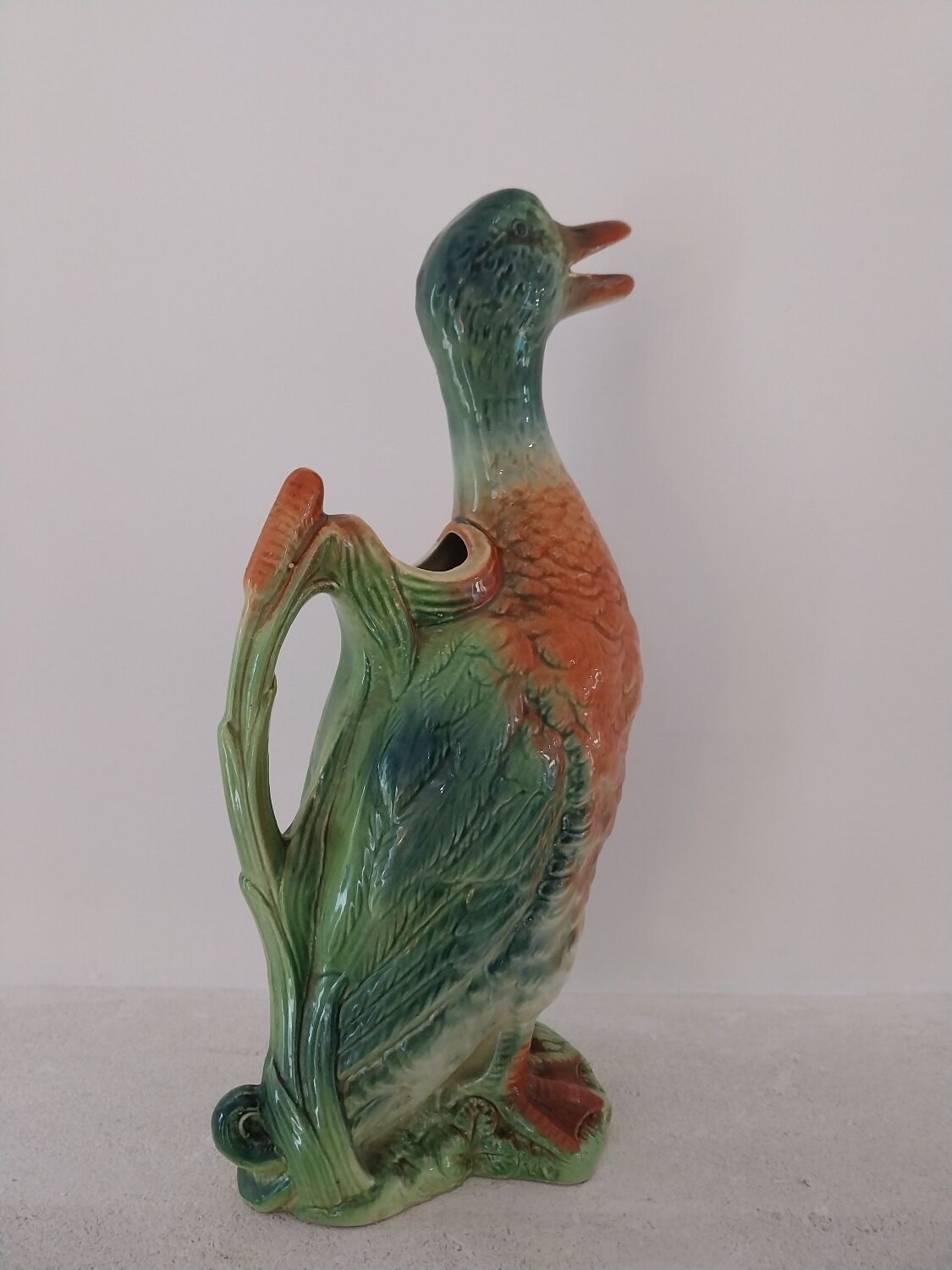 Barbotine earthenware pitcher, Saint-Clément factory