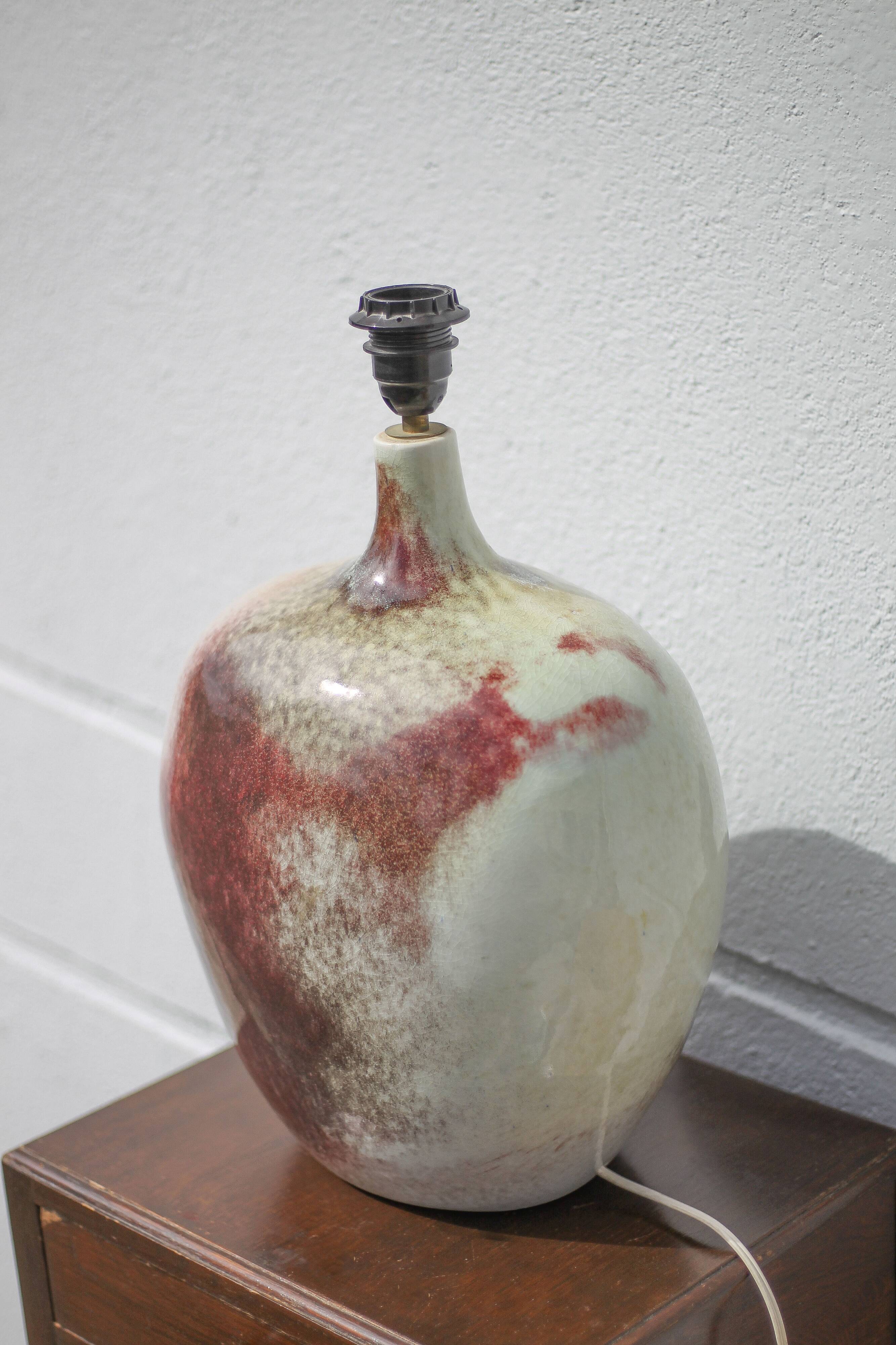 Ceramic lamp with lampshade, large table lamp, gray tones and oxblood ceramic lamp, dice