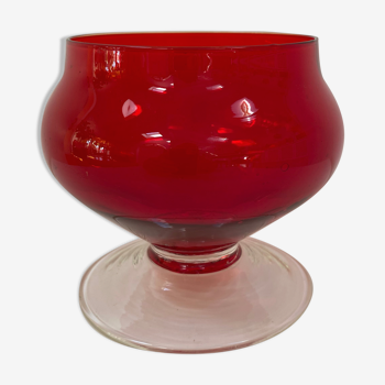 Vase coupe Empoli rouge des années 50