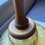 Glossy glass and teak