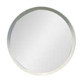 Vintage round mirror in white painted wood in one piece - 68 cm