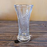 Small vintage transparent chiseled glass vase