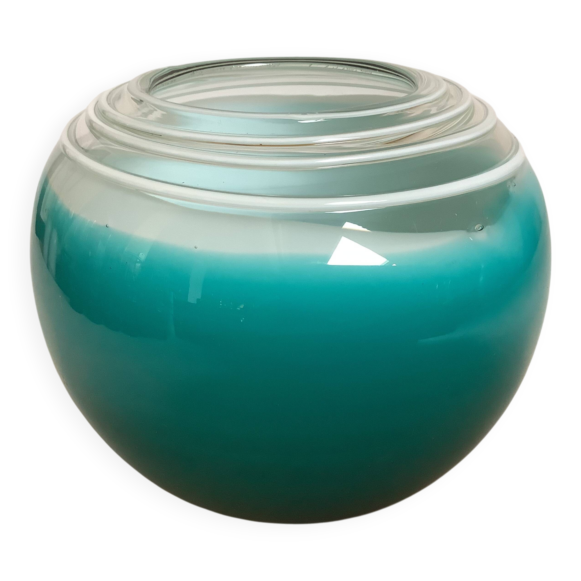 Small turquoise blue Murano style vase