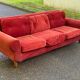 Vintage Scandinavian 3-seater burgundy velvet sofa