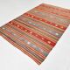 6x9 Red & Blue Striped Pattern Handmade Kilim Rug, 175x275Cm