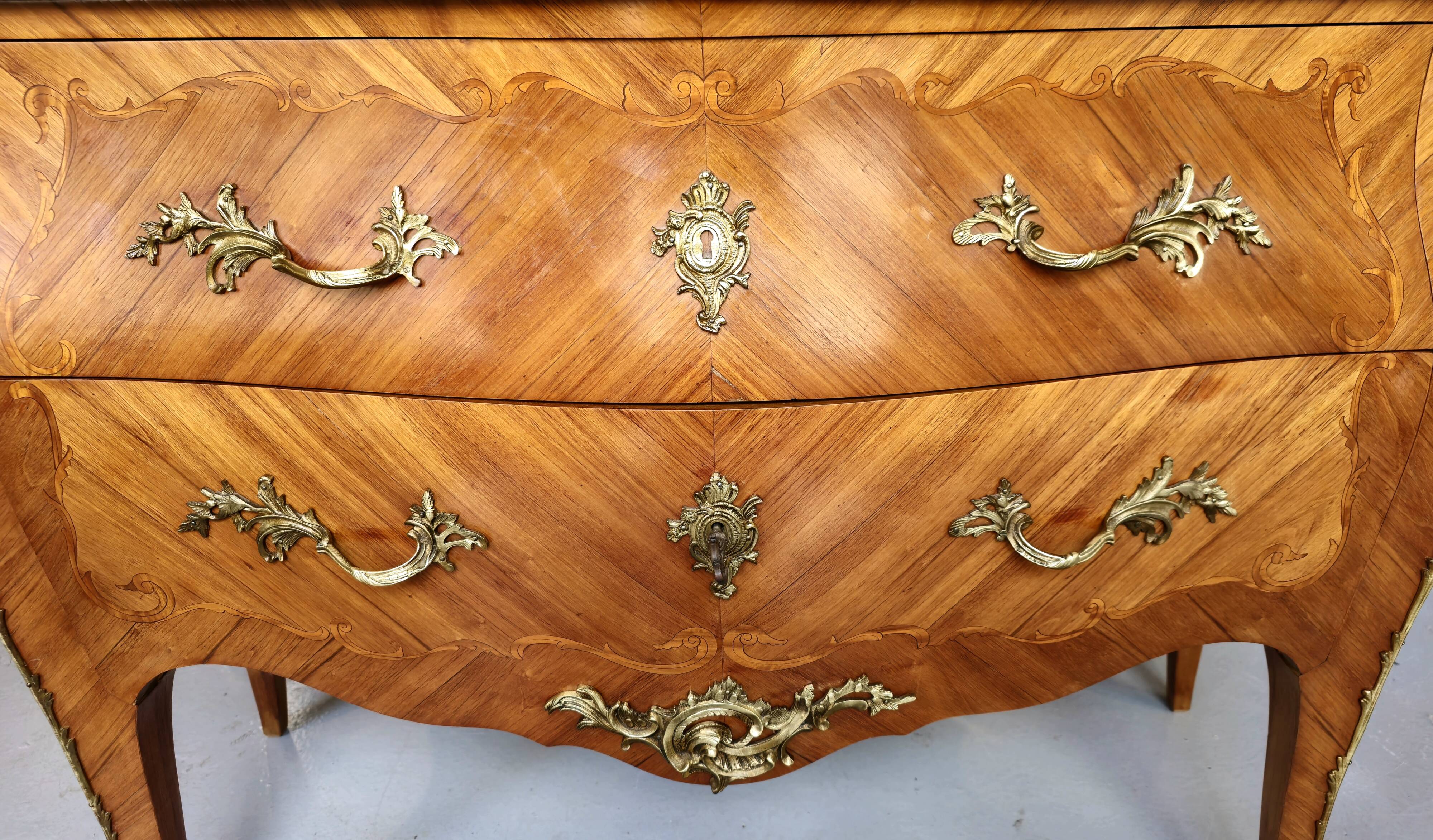 Commode Louis XV marqueterie et marbre