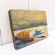 Still life painting on vintage wood