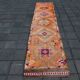 Tapis Couloir Vintage Anatolien Orange Motifs Géométriques, 83x367 Cm