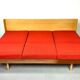 Daybed in beech and red fabric by jitona, vintage czech 1970s