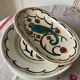 Dessert plates and serving dish, K&G Luneville, parakeet model.