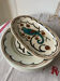 Dessert plates and serving dish, K&G Luneville, parakeet model.