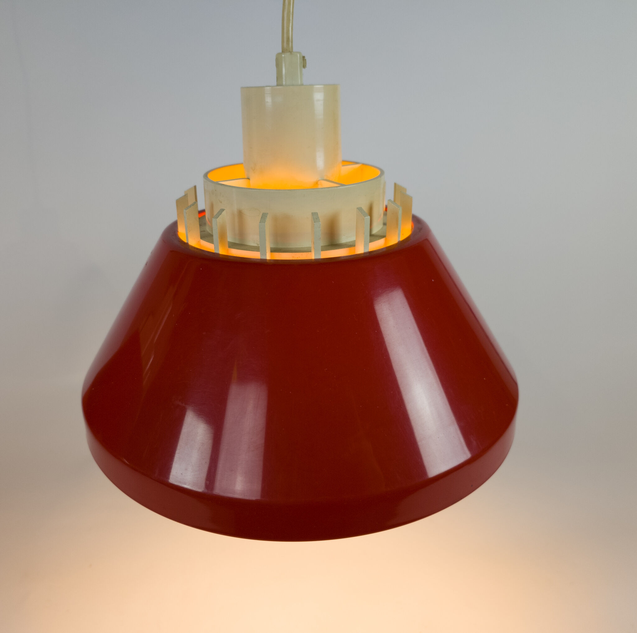 Lyskaer Belysning made in Denmark model 854 set of hanging lamps plastic mid century