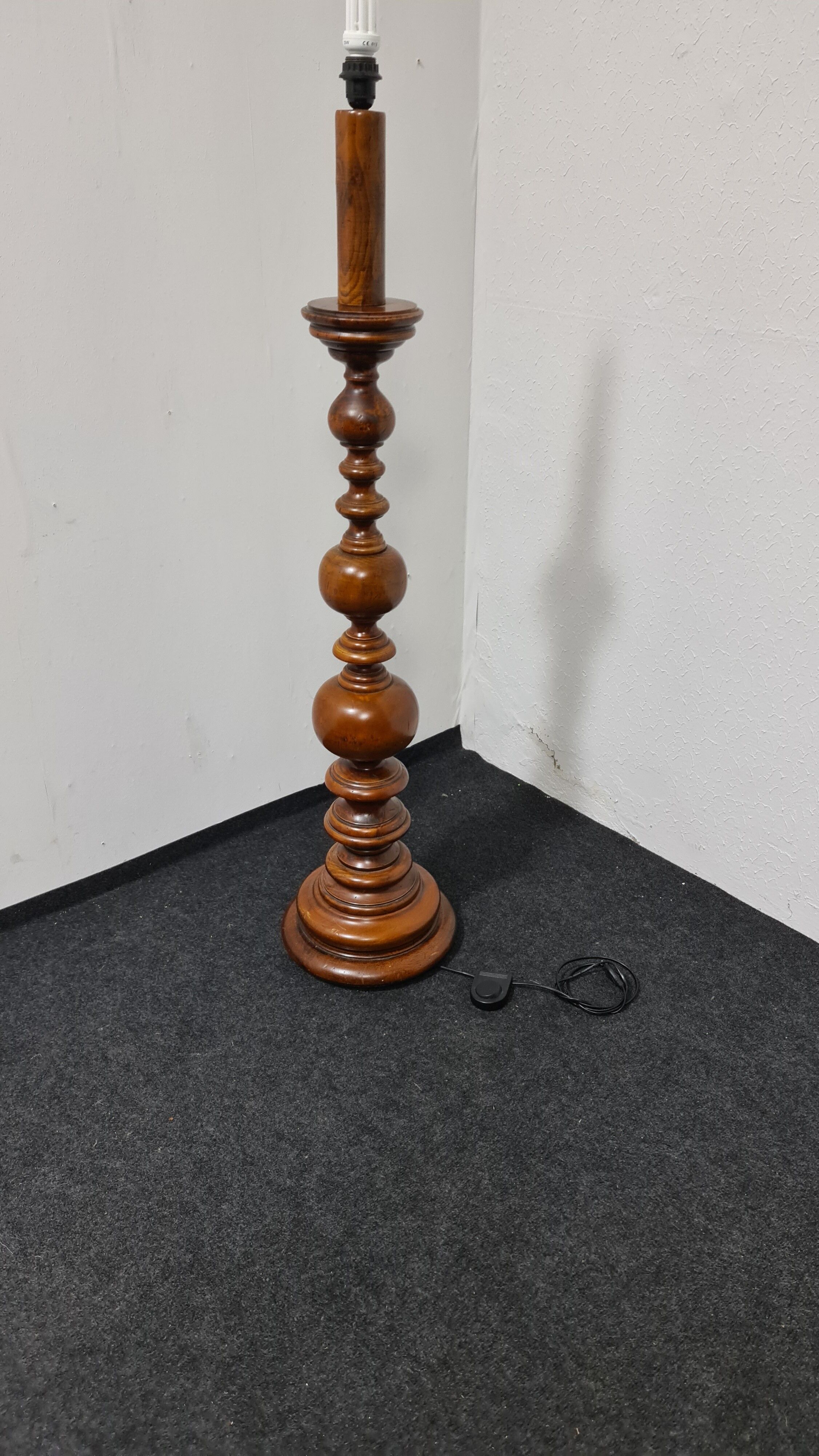 Vintage turned wood floor lamp