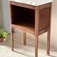 Table de chevet en bois et blanc vintage
