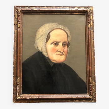 Portrait de femme ancien huile sur toile école XIXe