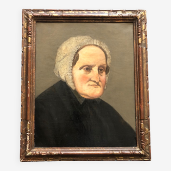 Portrait of a woman old oil on canvas 19th century school