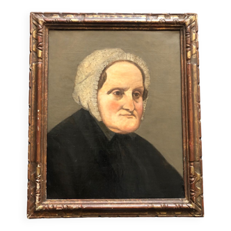 Portrait of a woman old oil on canvas 19th century school