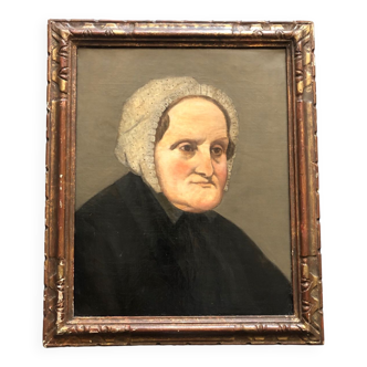 Portrait de femme ancien huile sur toile école XIXe