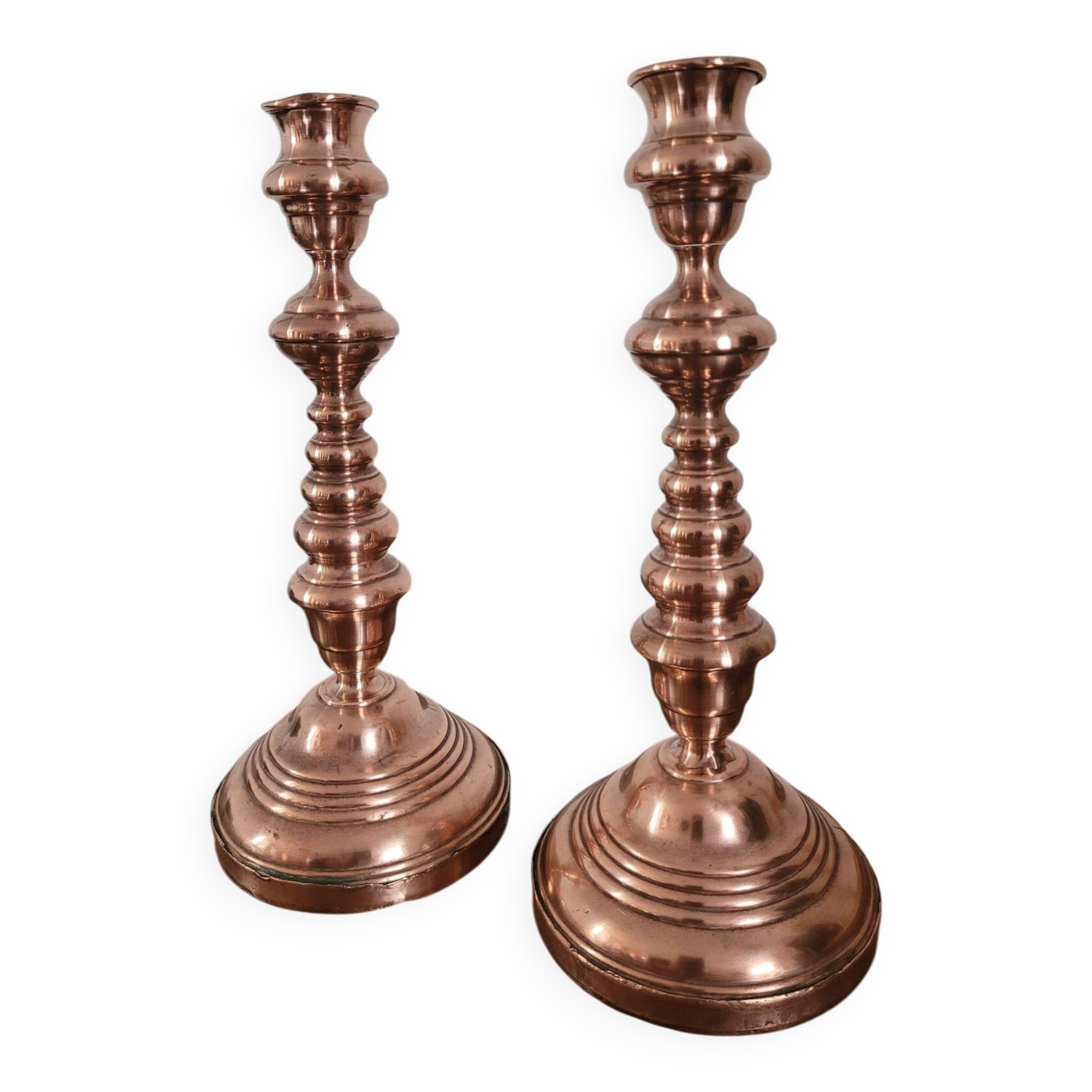Lot de 2 bougeoirs en cuivre
