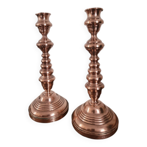 Lot de 2 bougeoirs en - cuivre