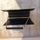 Magazine holder in gold metal and black / vintage dressing 60s-70s