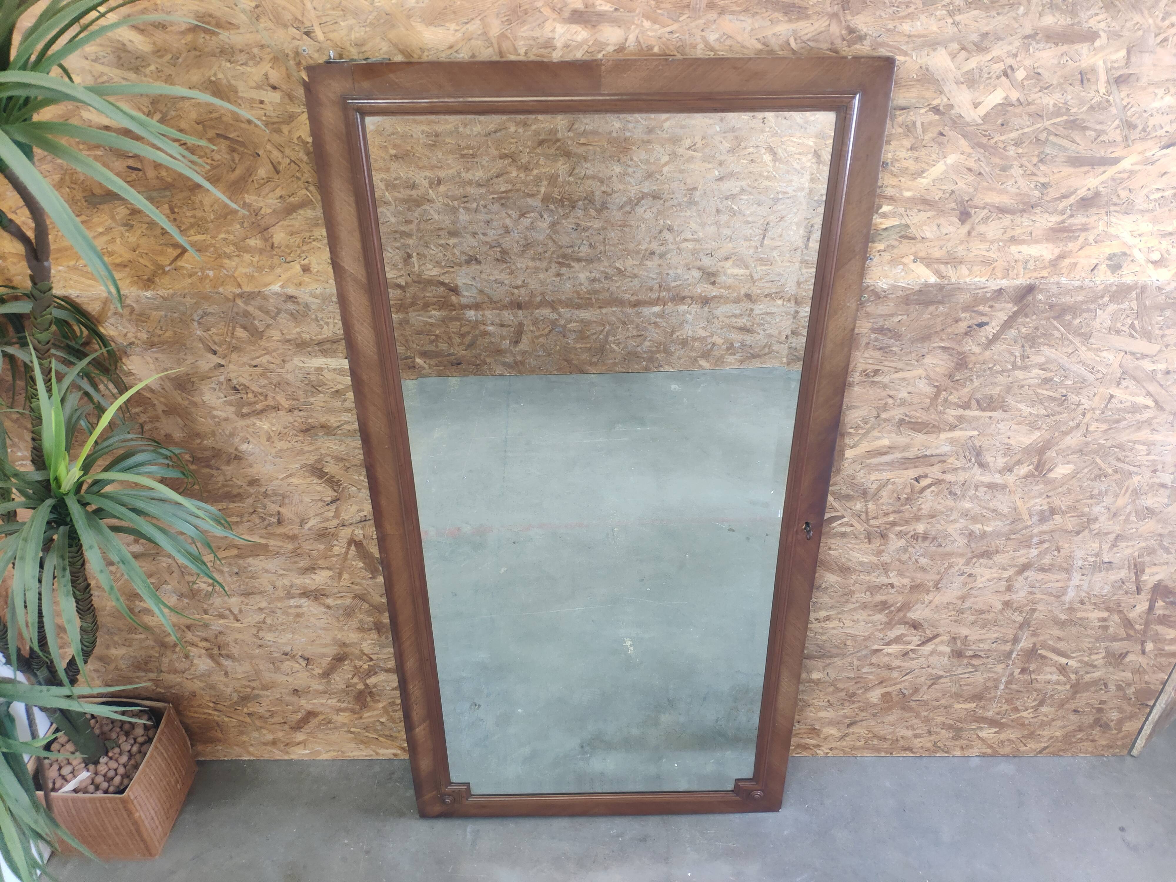 Miroir biseauté d'armoire ancienne - 162x83cm