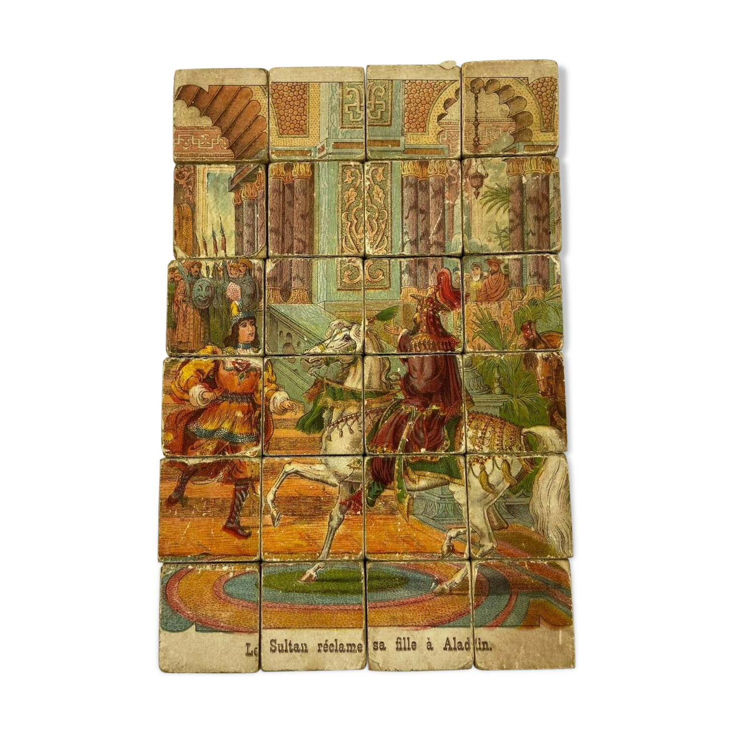 Old wooden box cube puzzle orientalist aladdin game 1900