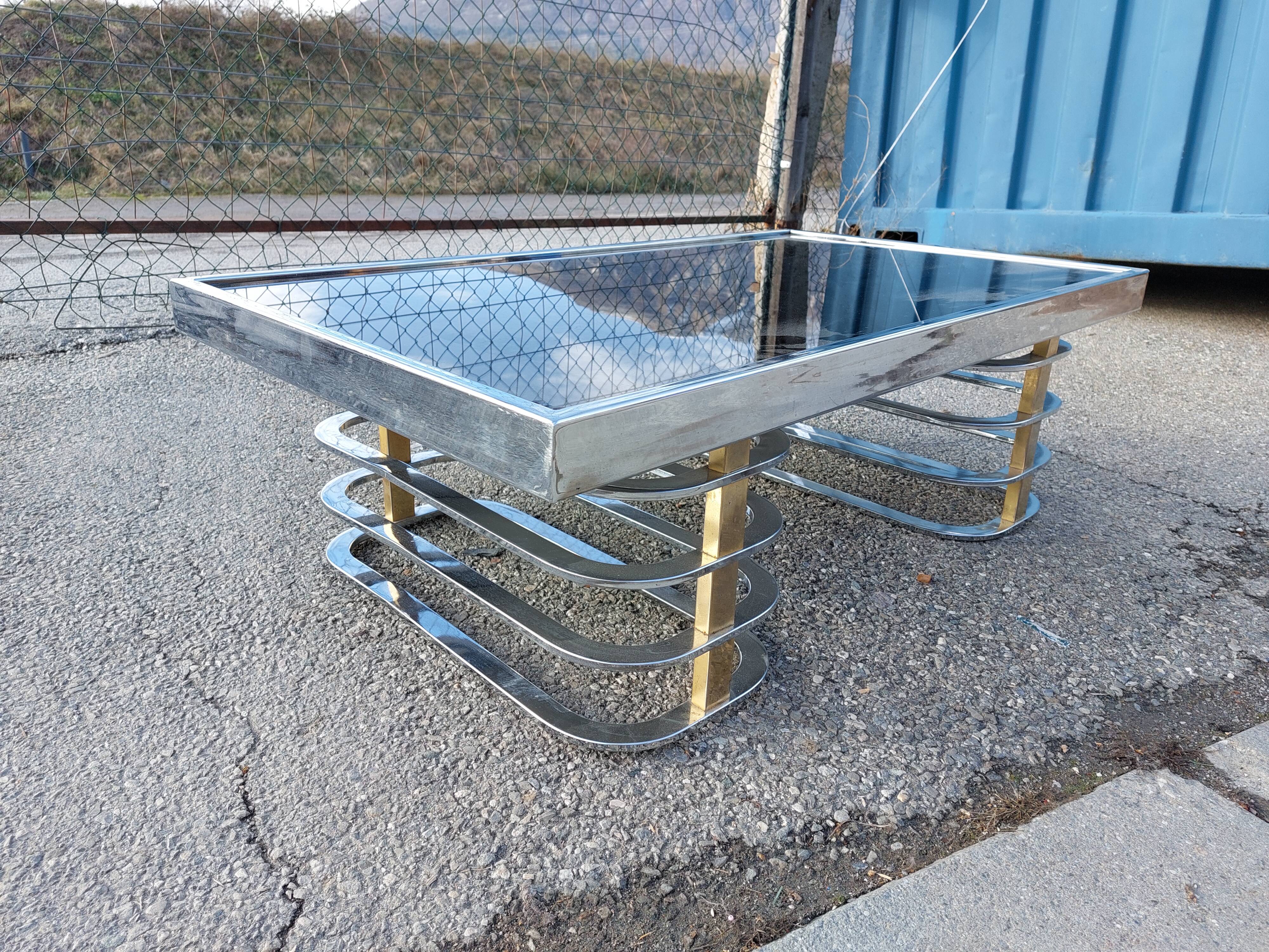 Vintage coffee table with chrome and gold base