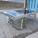 Vintage coffee table with chrome and gold base