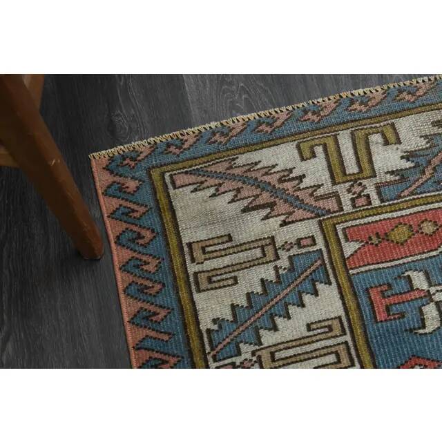 1970s Vintage Turkish Handmade Wool & Cotton Pink Area Rug 155x209