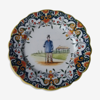 Assiette de Lisieux motif fermier de 26 cm de diamètre