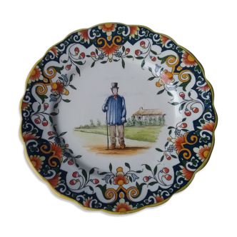 Plate of Lisieux farmer's pattern 26 cm in diameter