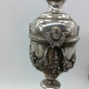 Pair of silver-plated bronze candlesticks in the Empire style, early 19th century, height 70 cm