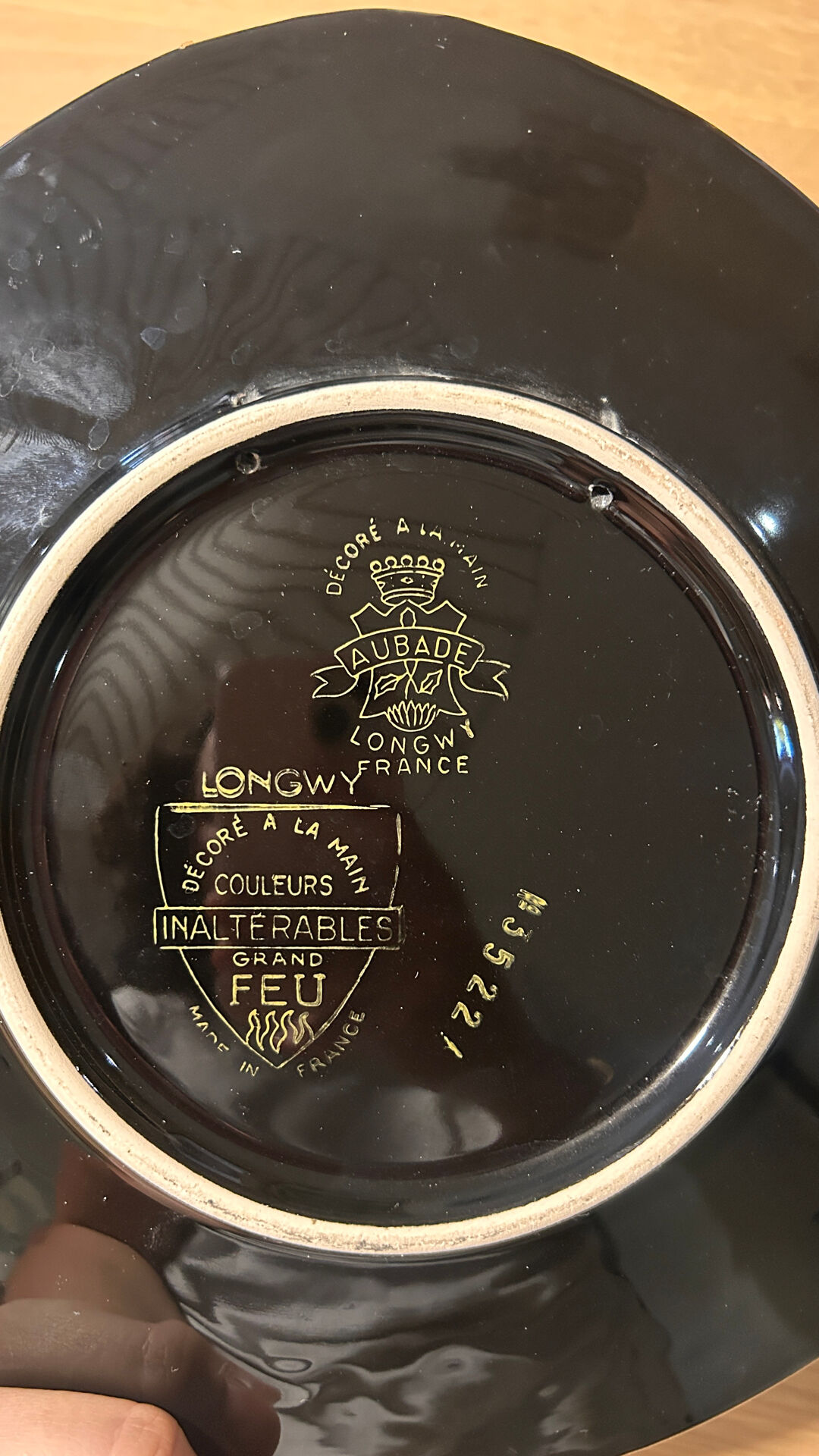 Assiette décorative Longwy Aubade 3522 – oiseaux peinte à la main
