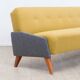 1950s streamline design sofa bed – Light yellow & grey mottled