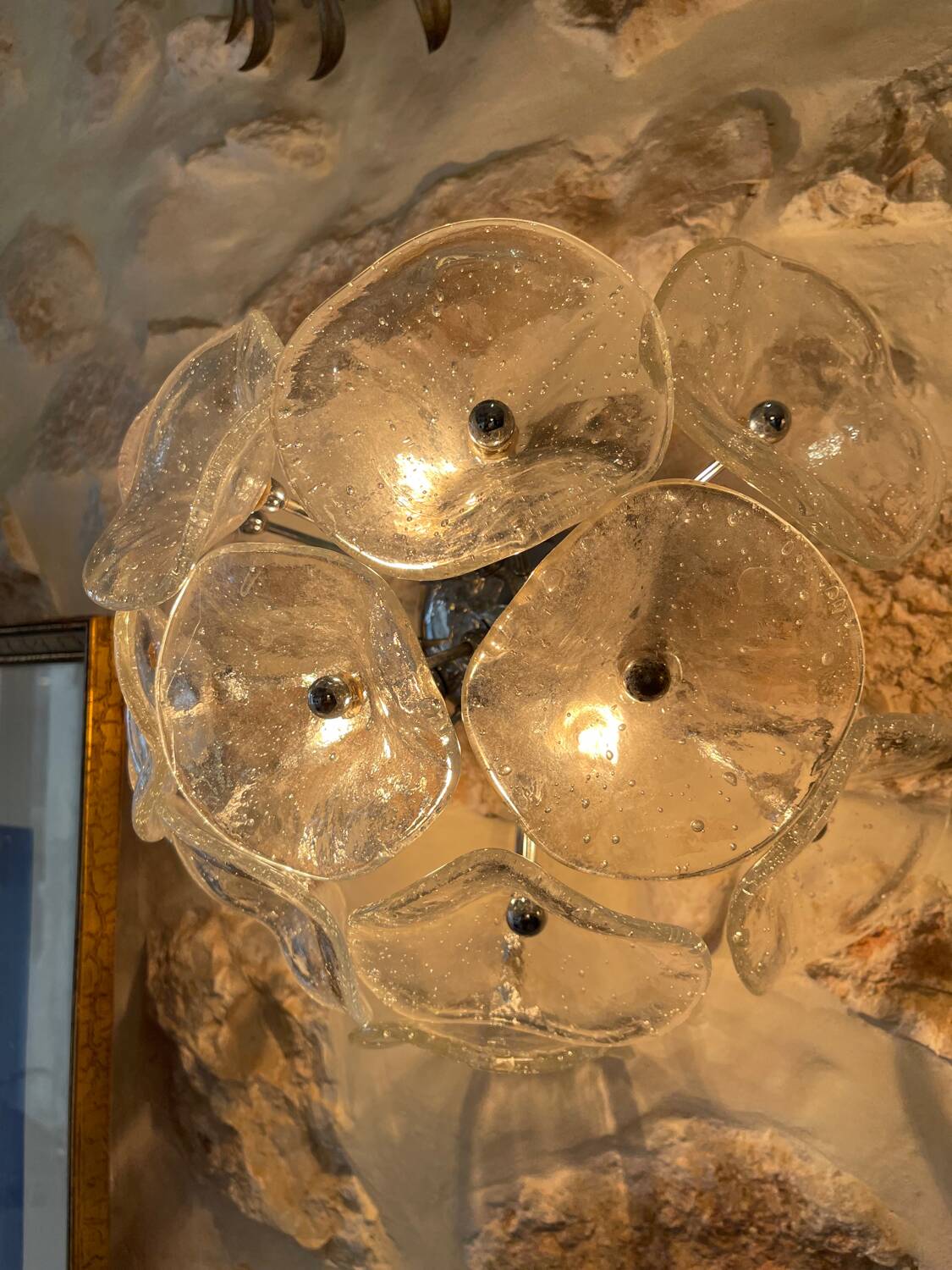 Murano floral wall lamp with chrome, Italy 1990s
