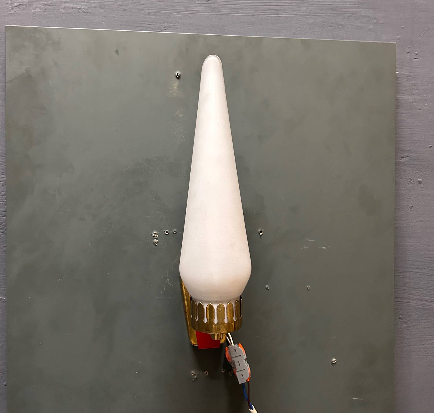 Stil Novo Opaline Glass and Brass Sconces, 1950s, Italy - Set of 2